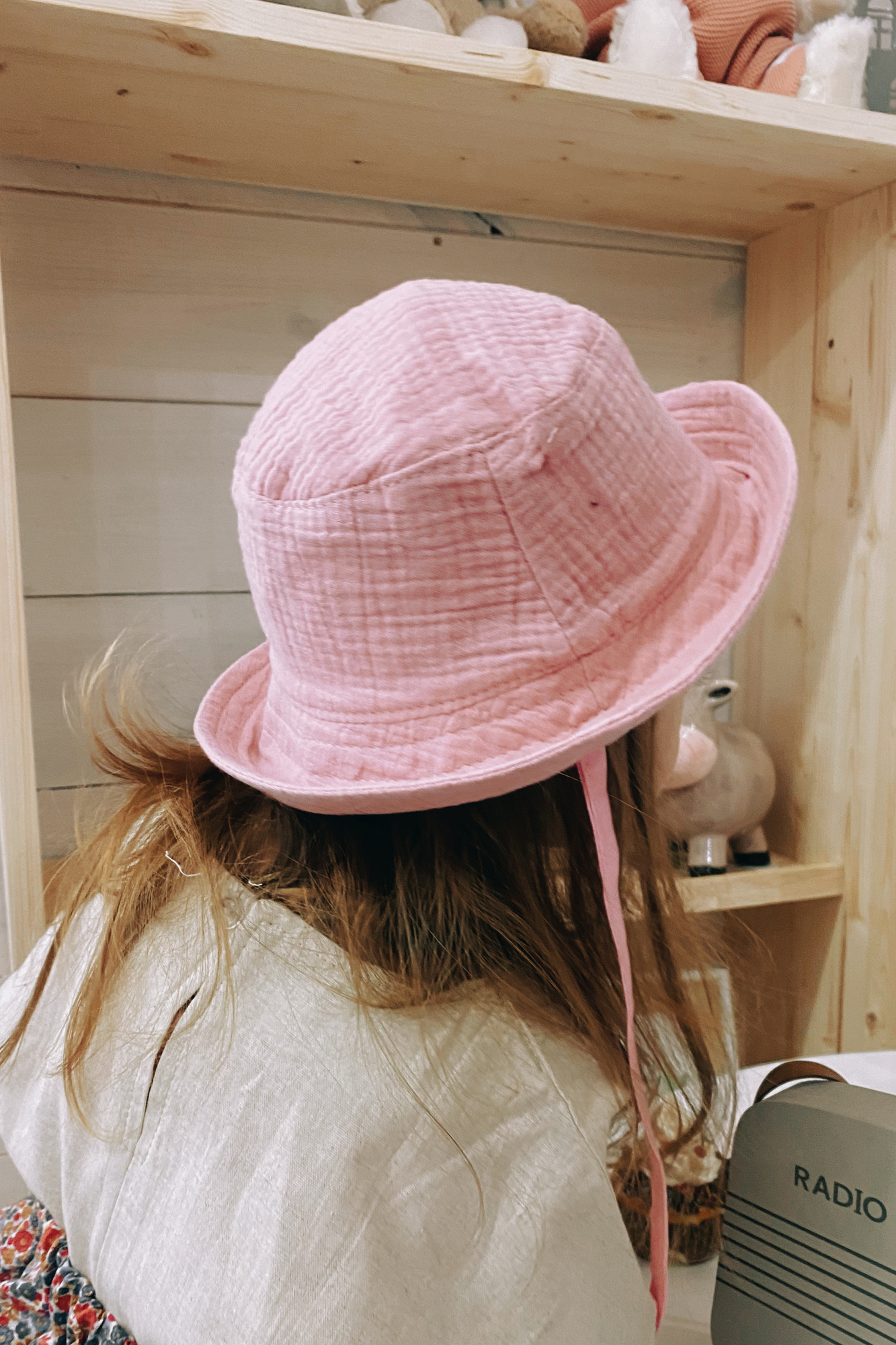 Панама из муслина в цвете пудра на хлопковом подкладе