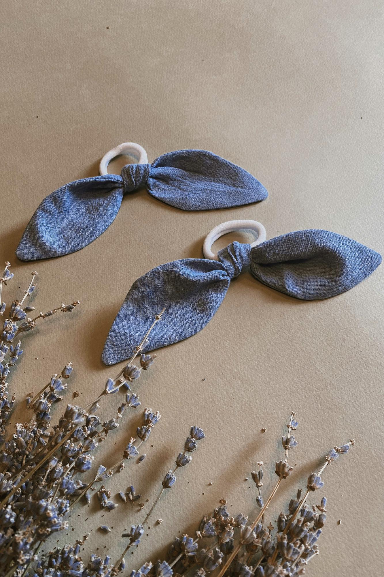 Резинка-бантик из умягченного льна "василёк"