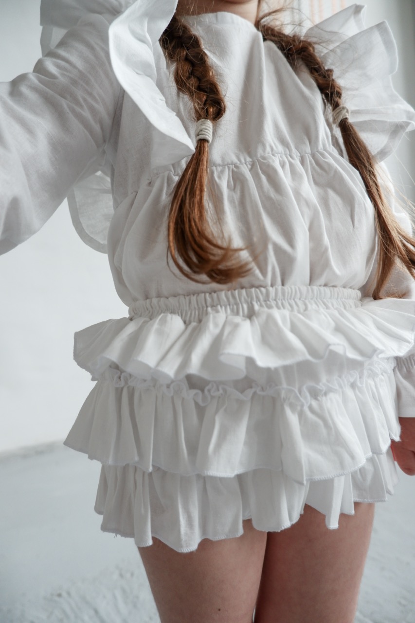 PANTIES SKIRT "LUCY" WHITE COTTON с оборками