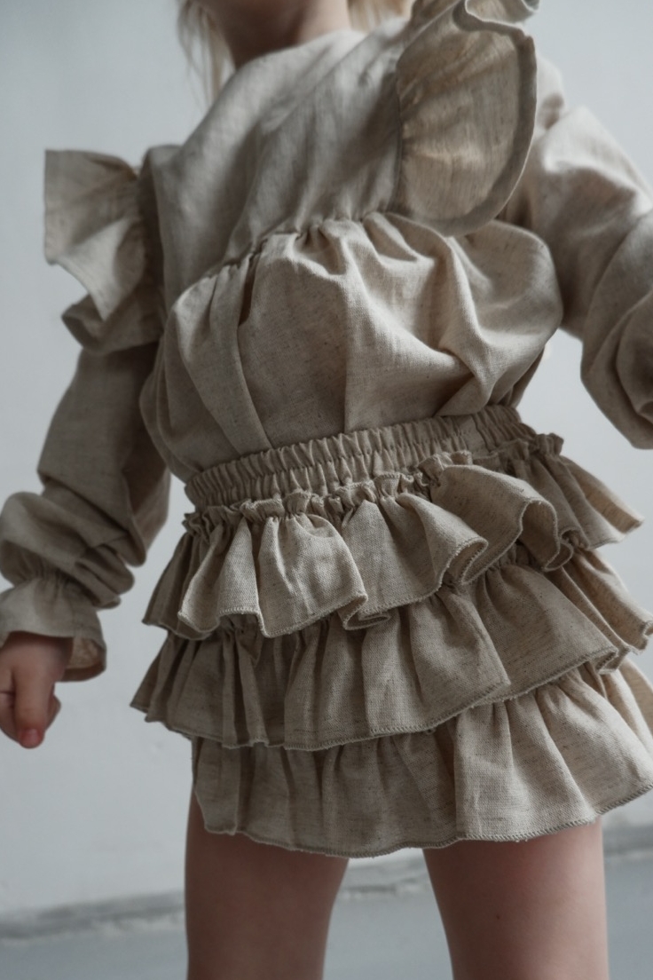 PANTIES SKIRT "LUCY" NATURE LINEN с оборками