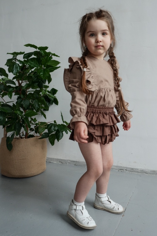 PANTIES SKIRT "LUCY" CHOCOLATE COTTON с оборками