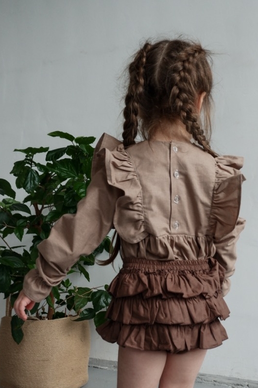 PANTIES SKIRT "LUCY" CHOCOLATE COTTON с оборками