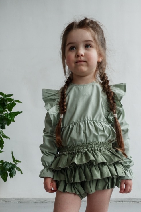 PANTIES SKIRT "LUCY" GREEN COTTON с оборками