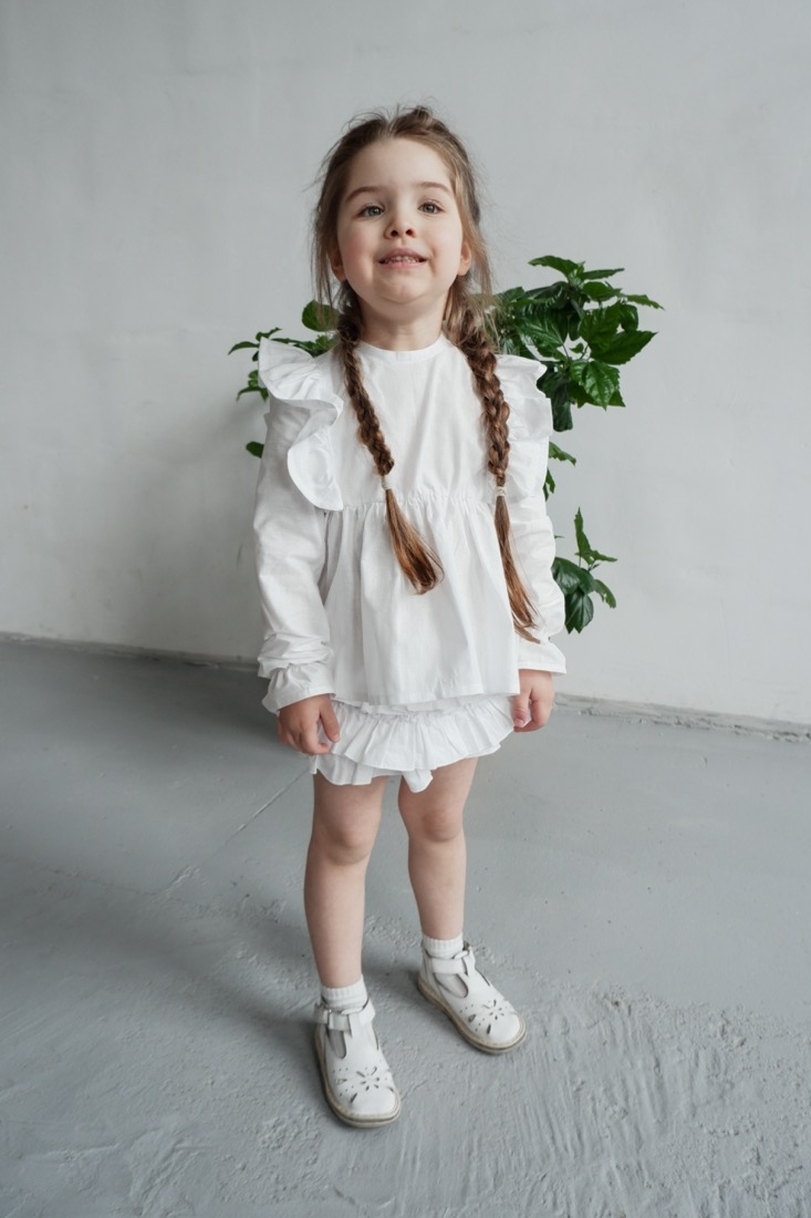 TUNIC "LUCY" WHITE COTTON с оборками