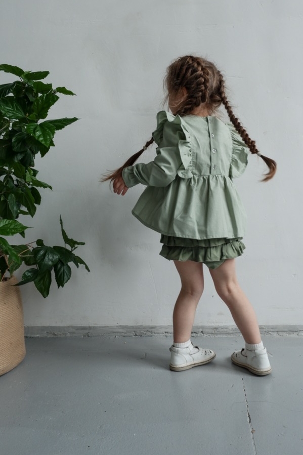 TUNIC "LUCY" EUCALYPTUS COTTON с оборками