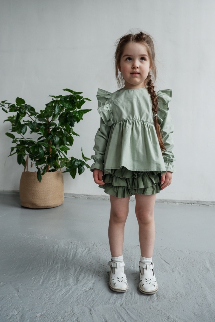 TUNIC "LUCY" EUCALYPTUS COTTON с оборками