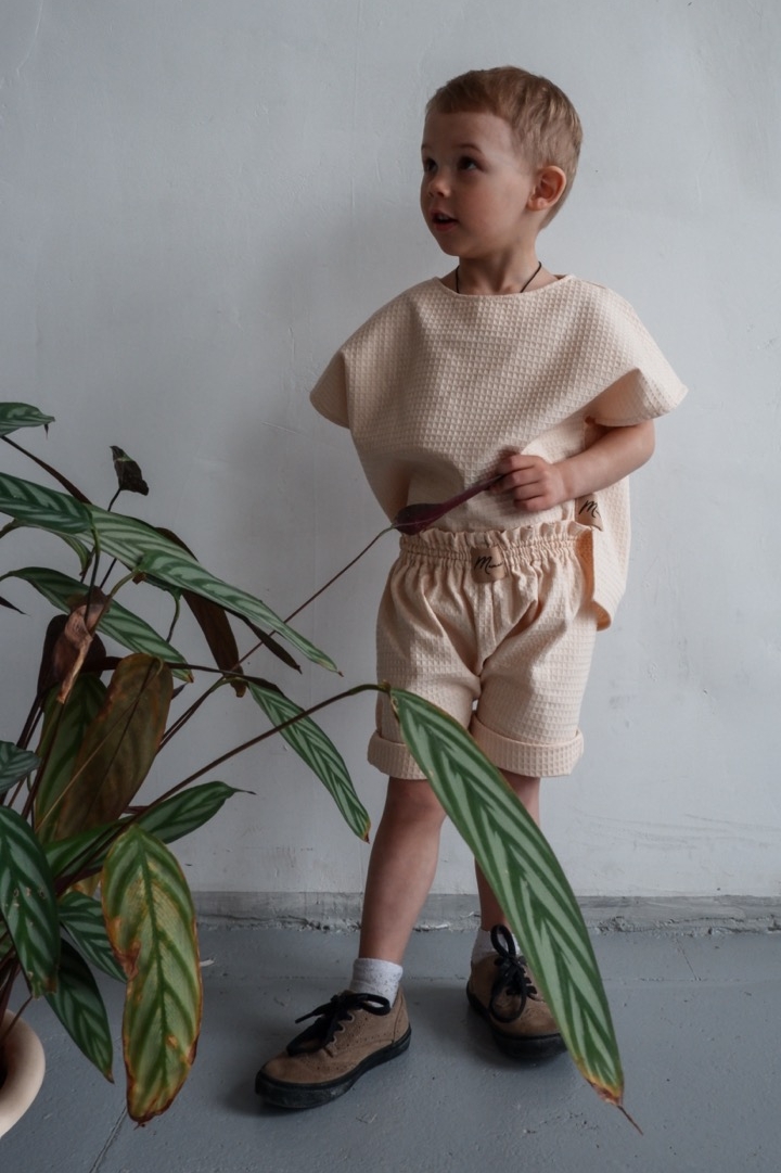 SET WAFFLE CREAM (футболка и шорты) унисекс