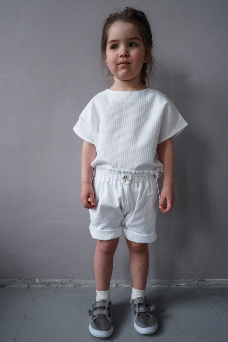 SET WAFFLE WHITE (футболка и шорты) унисекс