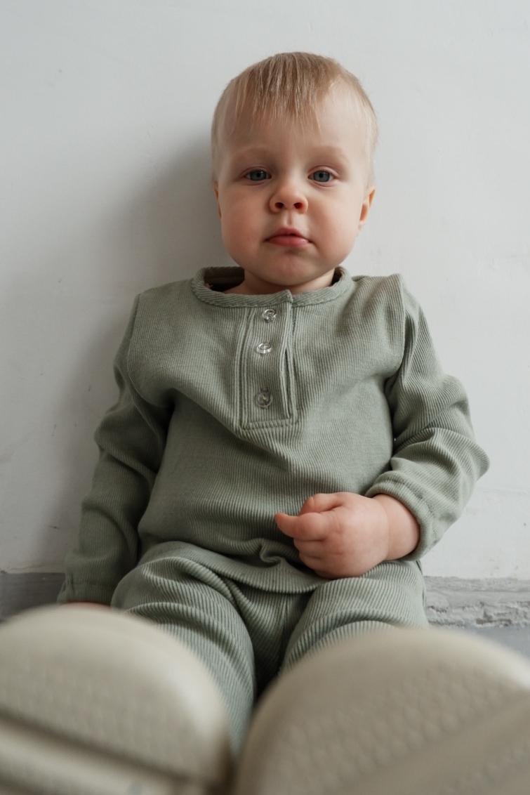 PAJAMA SET "COZY" COTTON EUCALYPTUS в рубчик унисекс