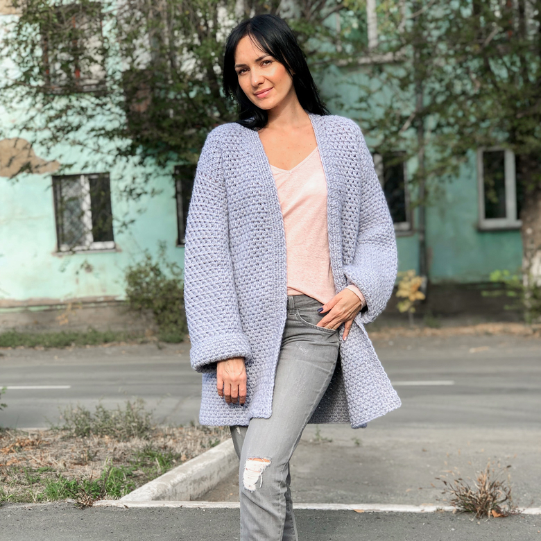 кардиган крючком, вязаный кардиган, женский кардиган