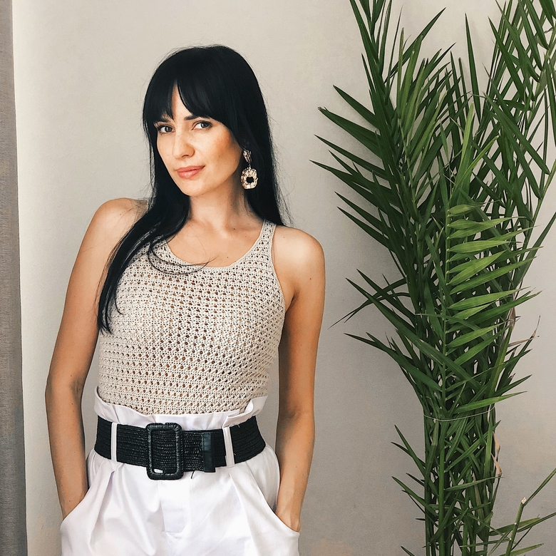 майка крючком, топ крючком, описание майки