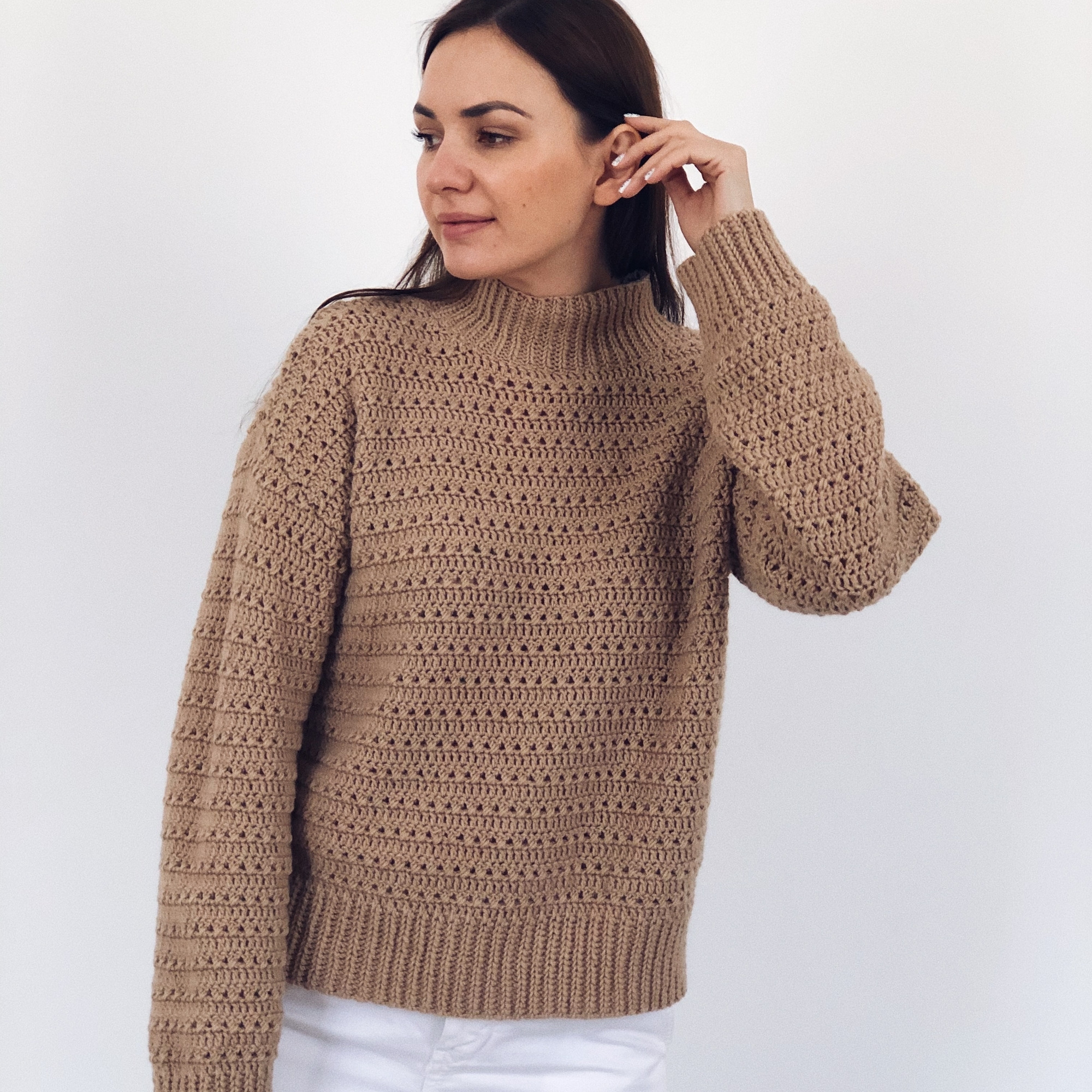 свитер крючком, кофта крючком, описание свитера