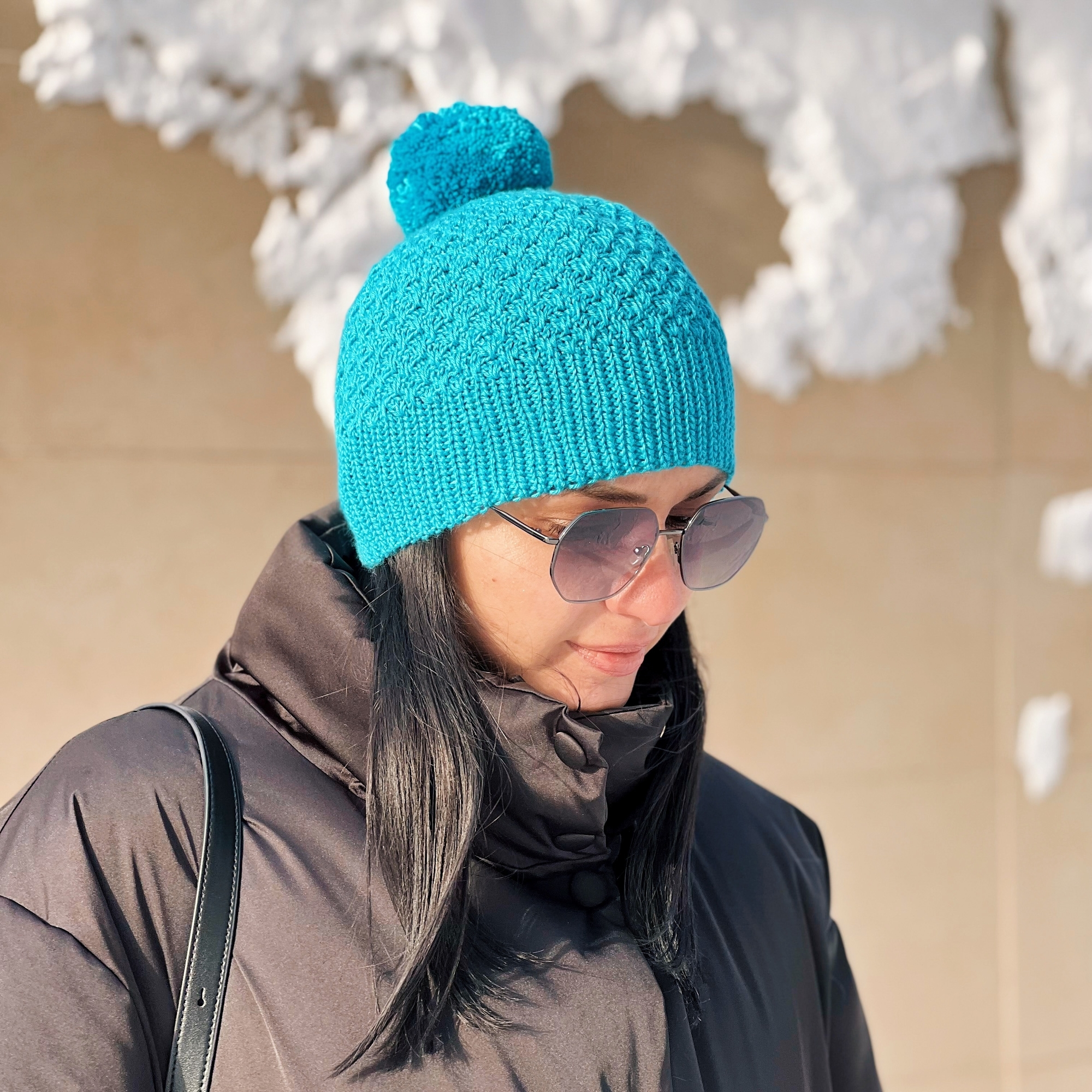 шапка крючком, описание шапки, женская шапка крючком