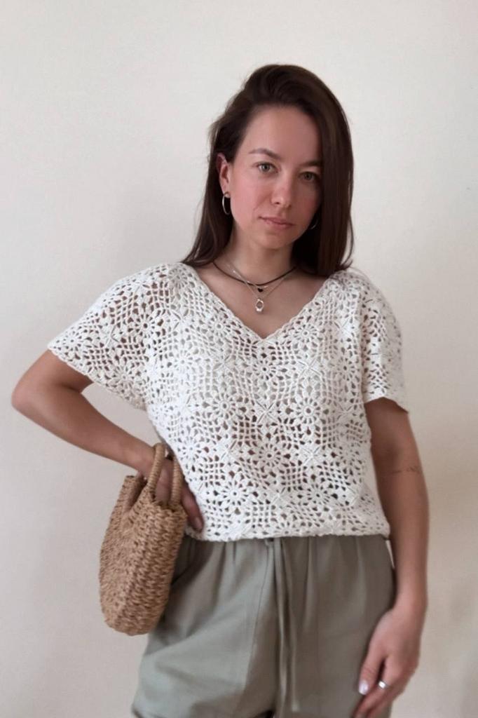 Совместное вязание топа мотивами