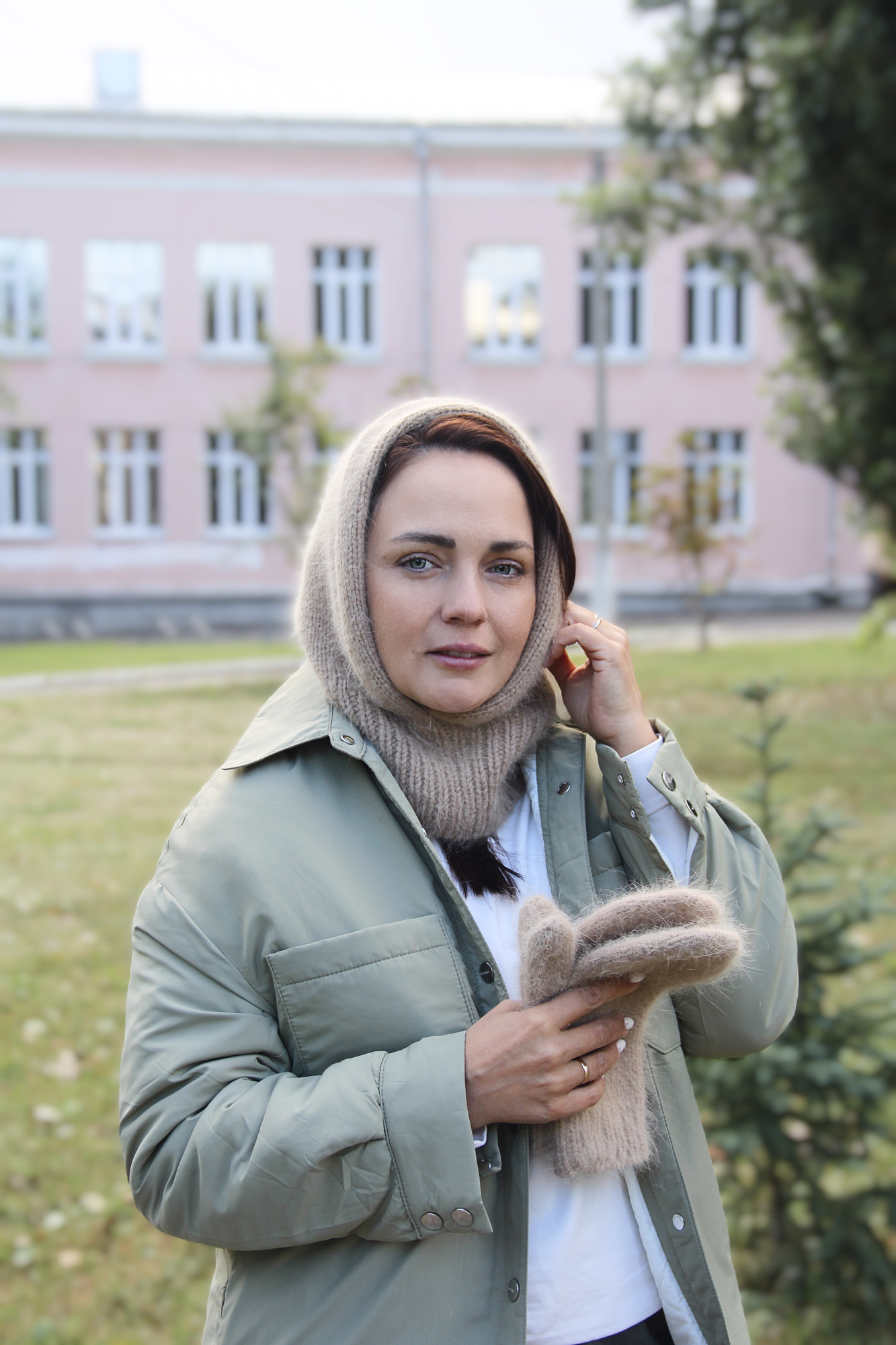 Капор и варежки SWEET DUO