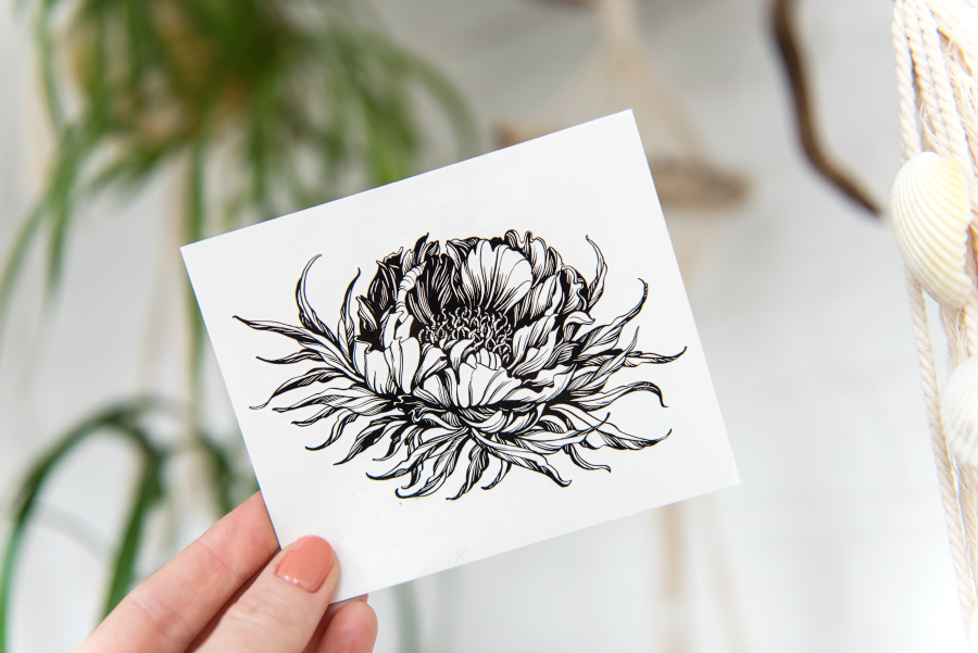 Временная татуировка «Пион»