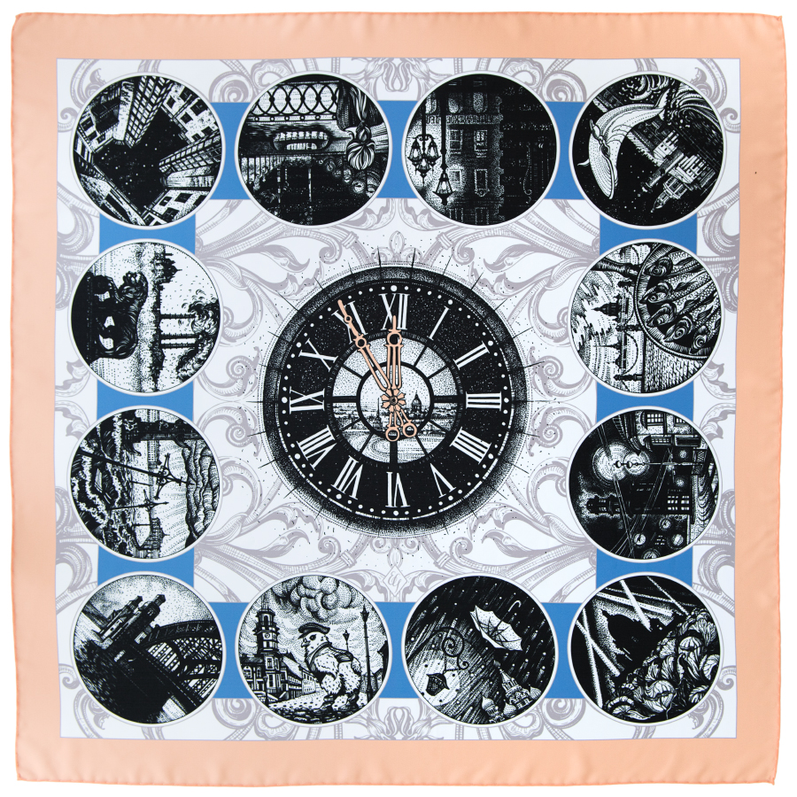 Платок «Петербургские истории»  / 90х90 см, принт на ткани