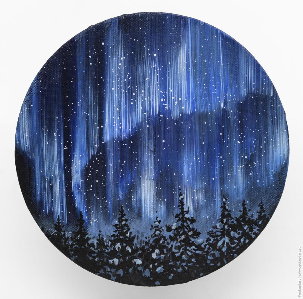 "Северное сияние" / акрил, холст на подрамнике Ø20