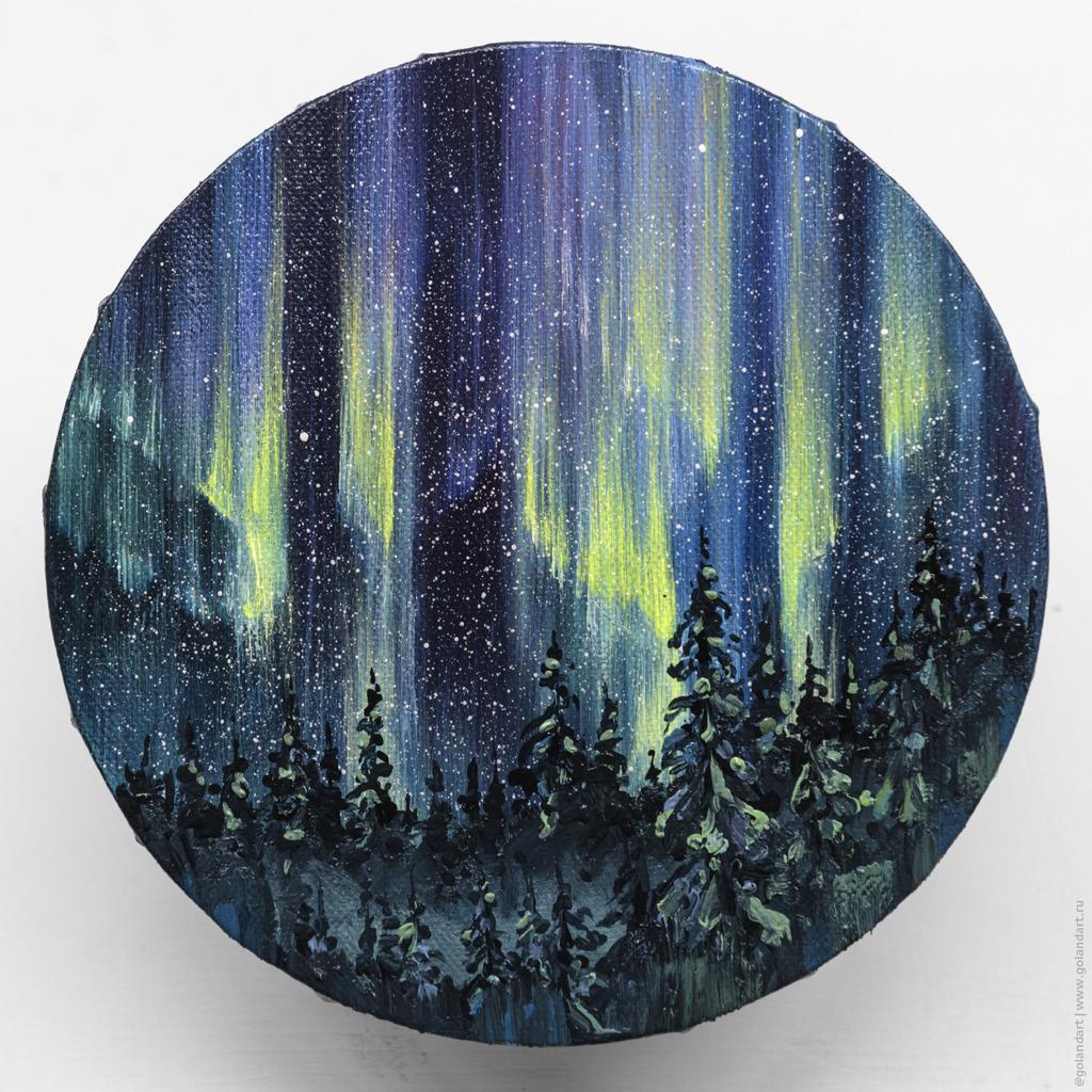 "Северное сияние" / акрил, холст на подрамнике Ø20