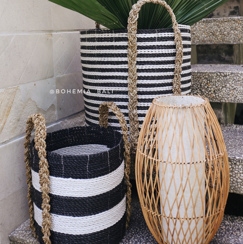 корзина плетеная черный с белым