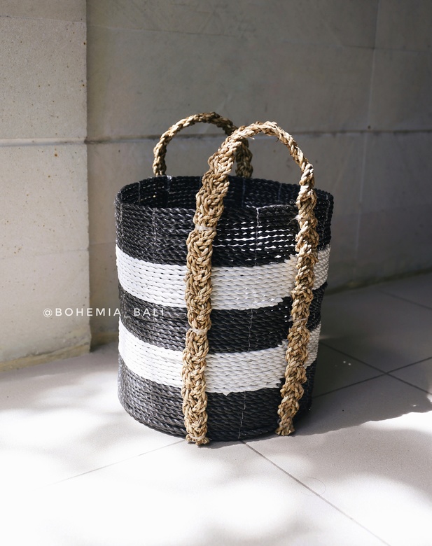 корзина плетеная черный с белым