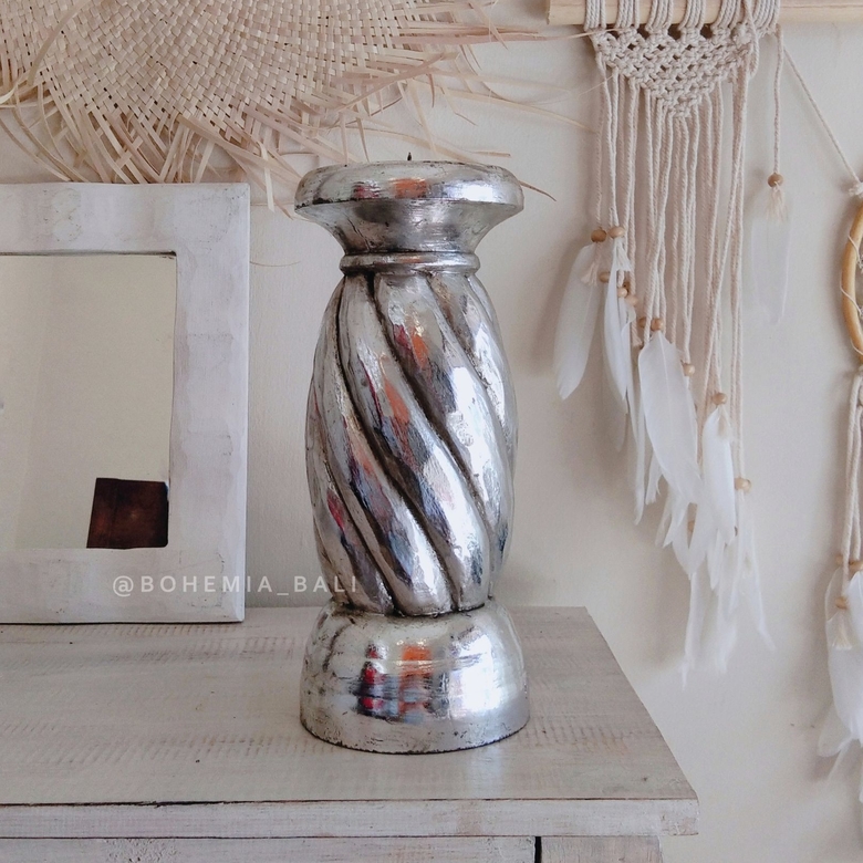 Подсвечник из дерева серебро