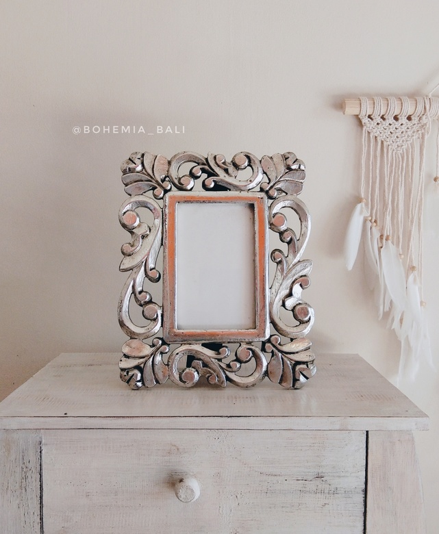 Деревянная рамка ручной работы серебро