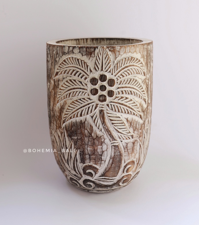 Ваза деревянная Ананас темная