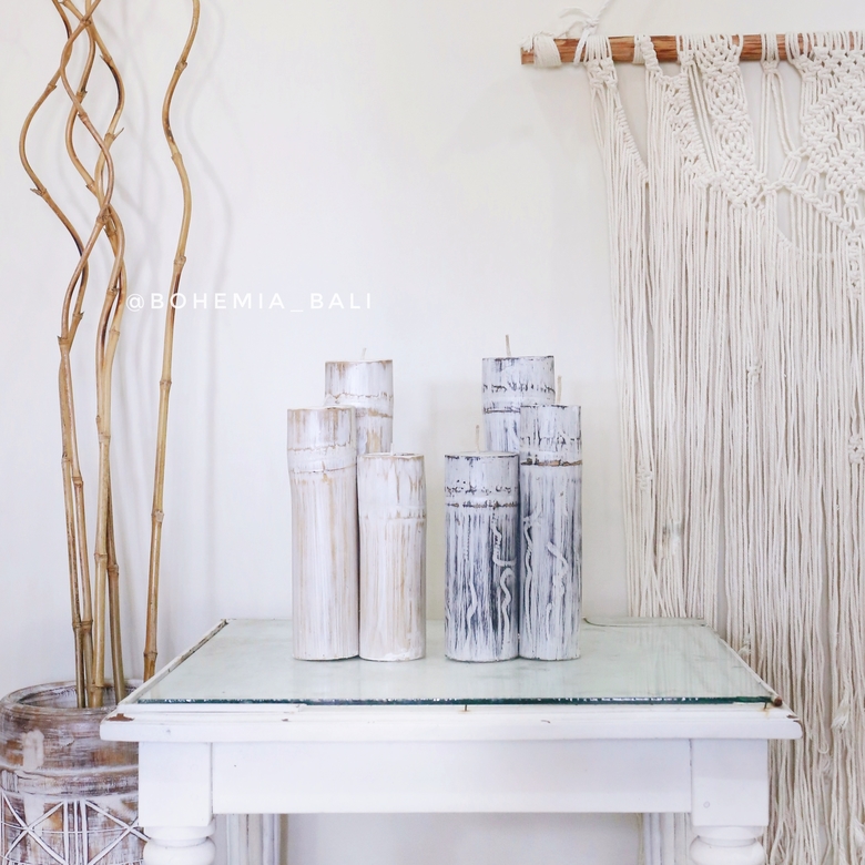 Подсвечник из бамбука черный