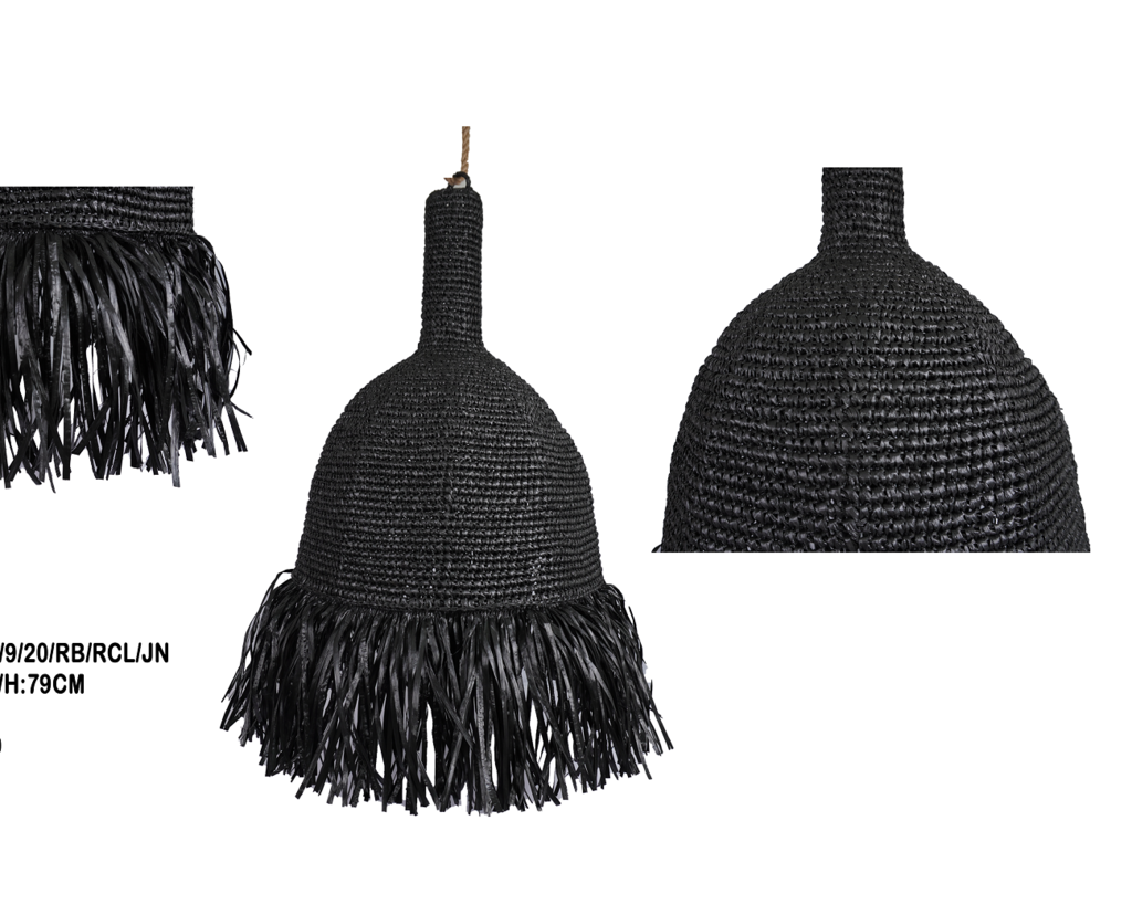 Абажур 24 Рафия черная