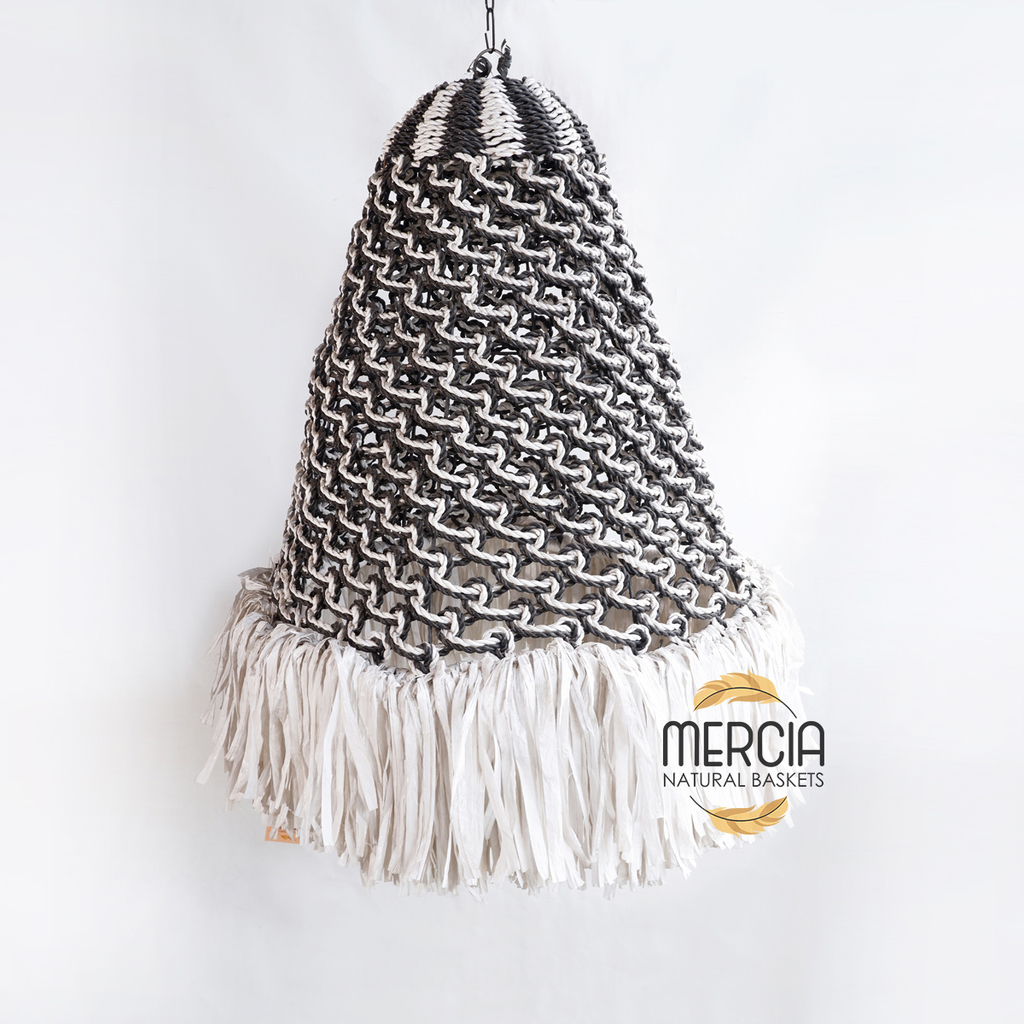 Абажур 58 Рафия черная и белая