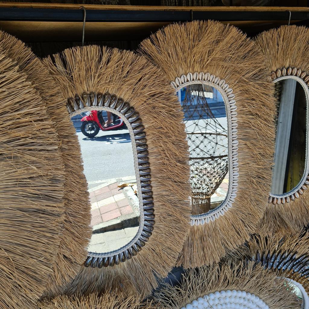 Зеркало 102 Овальное ракушки + листья ананаса 70х50