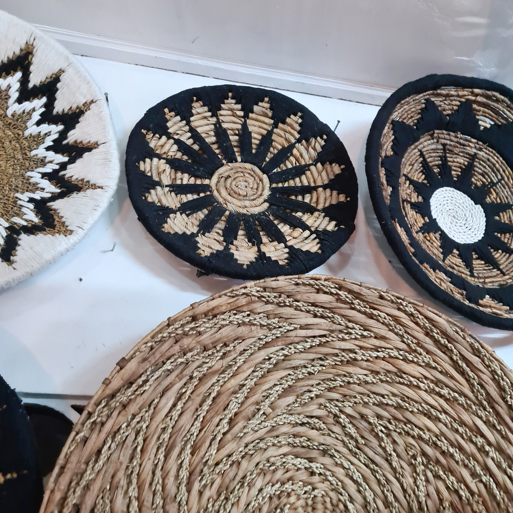 Панно на стену тарелка 14 (Банановый лист + Макраме)