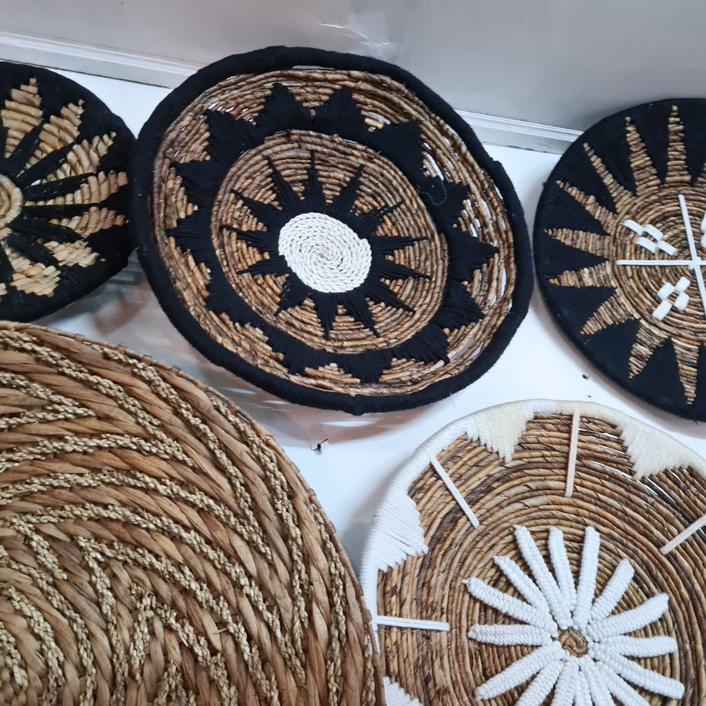 Панно на стену тарелка 15 (Банановый лист + Макраме)