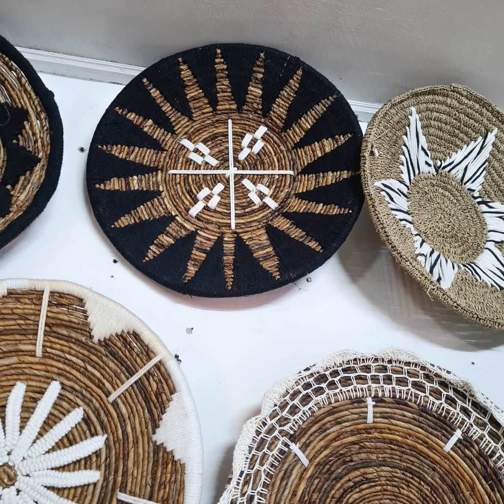 Панно на стену тарелка 20 (Банановый лист + Макраме)