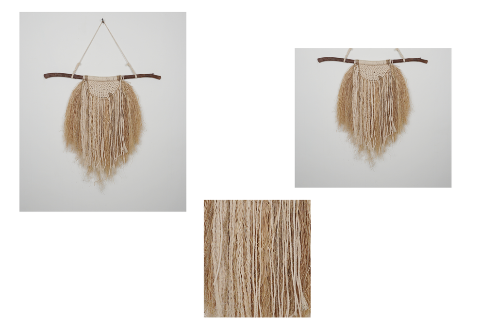 Панно на стену 8 пальмовый лист + макраме 55х55см