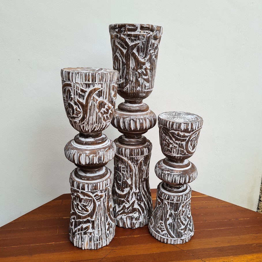 Подсвечники резные скандинавские 3шт