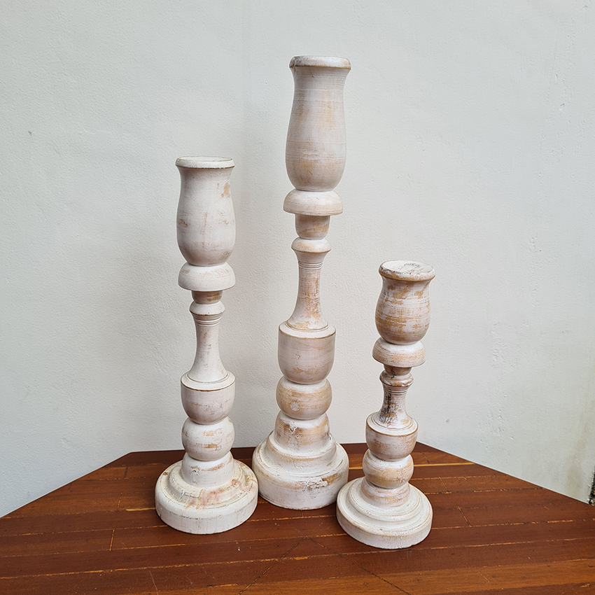 Подсвечники белые бохо