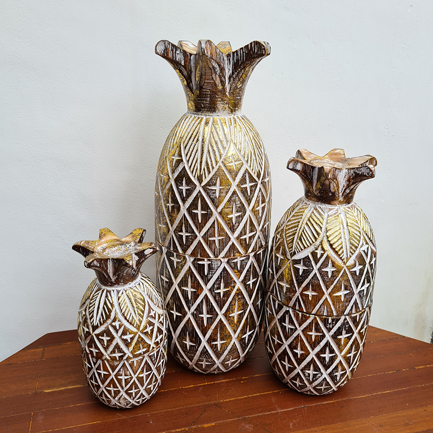 Шкатулка статуэтка Ананас золотые 3шт