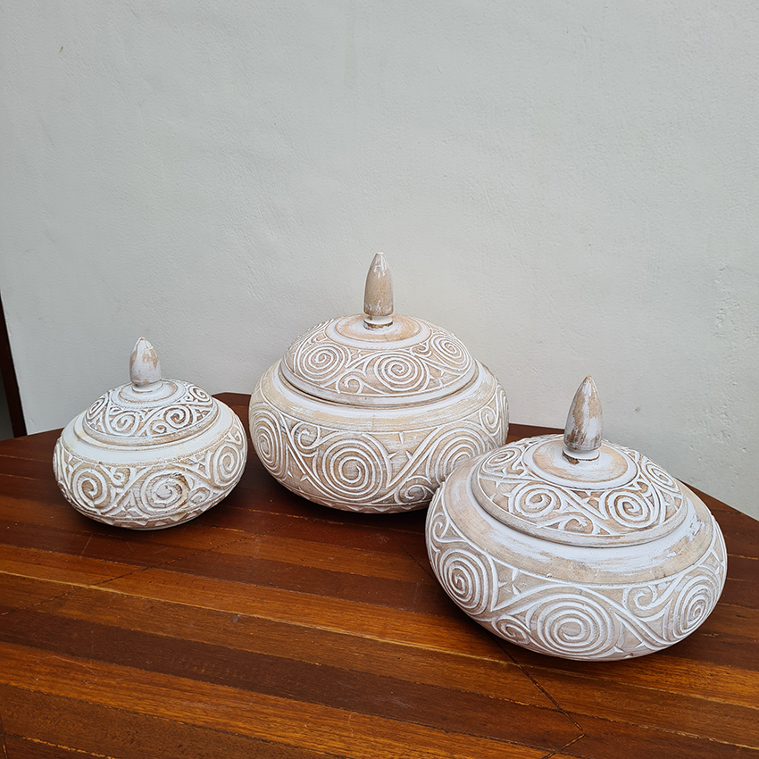 Шкатулки круглые белые 3шт