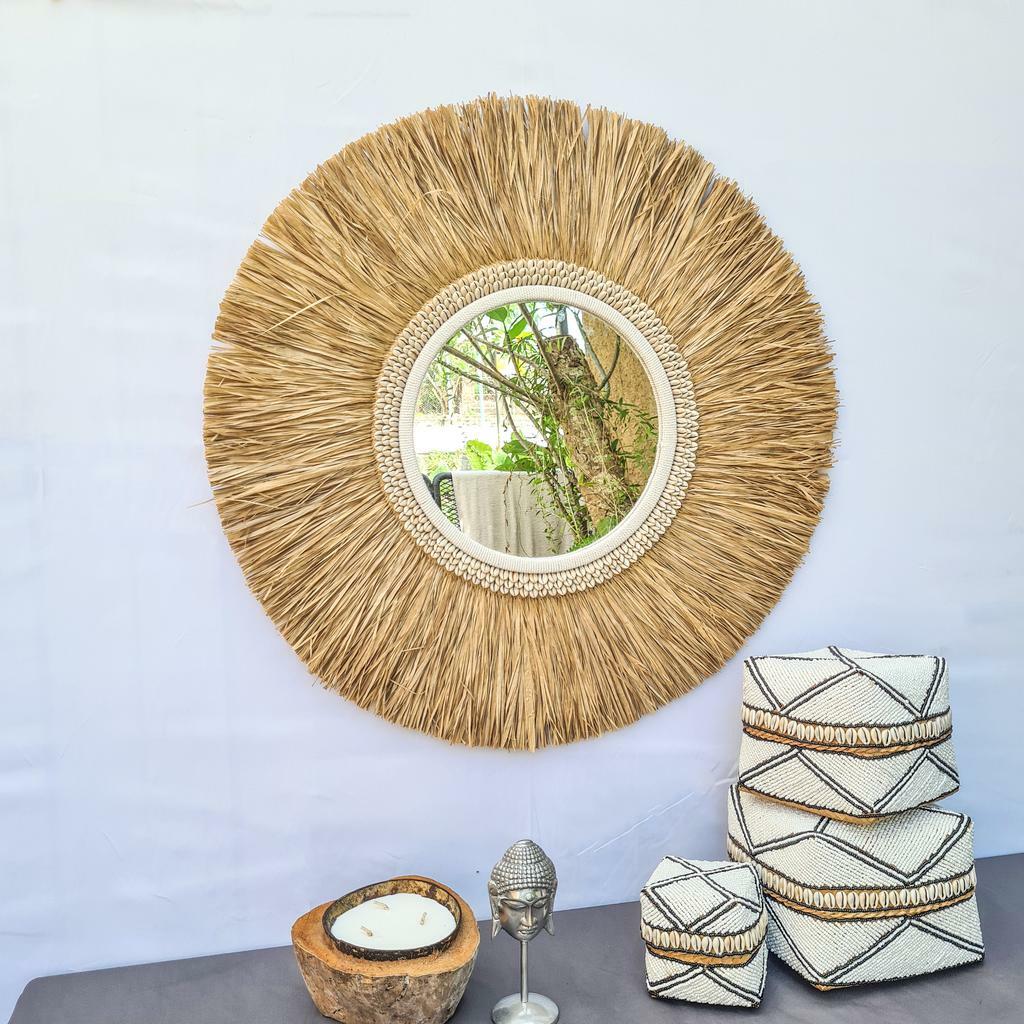 Зеркало пальмовый лист 70см + ракушки