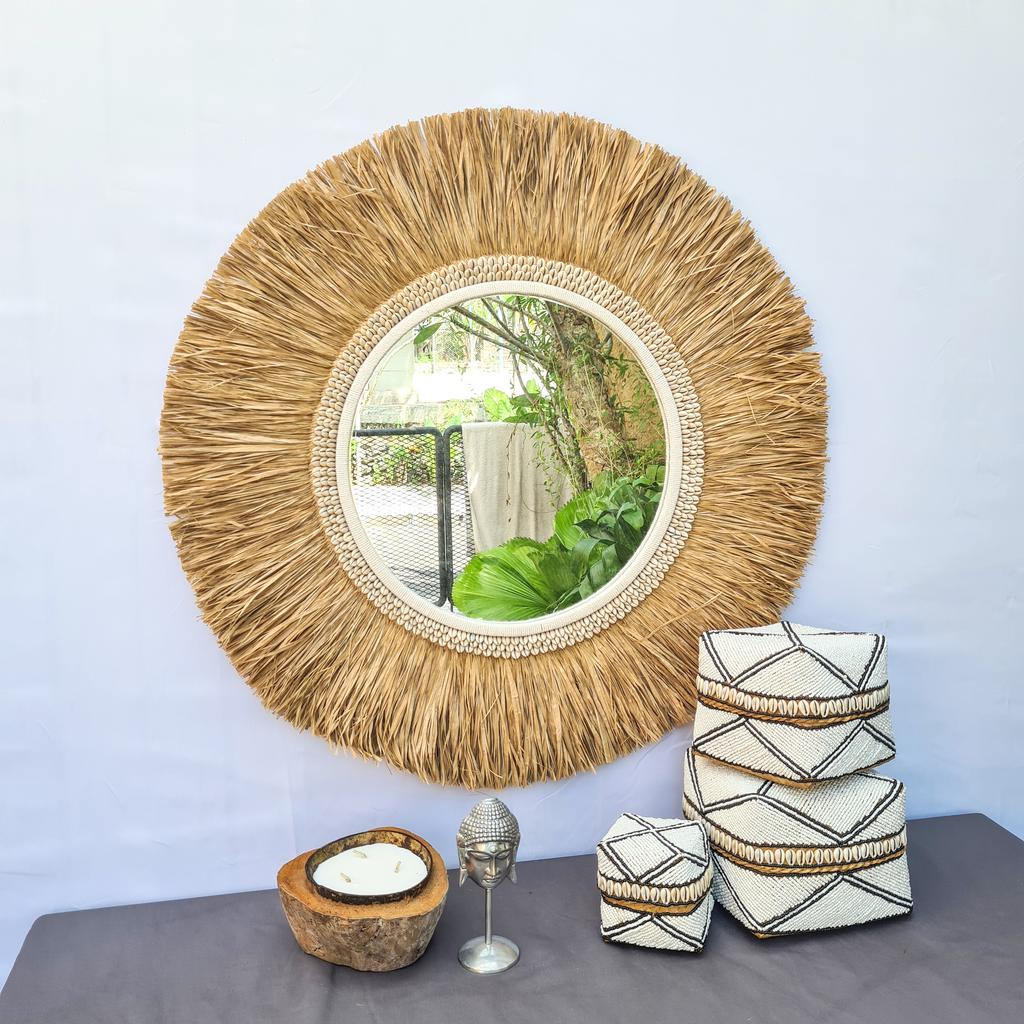Зеркало пальмовый лист 80см + ракушки