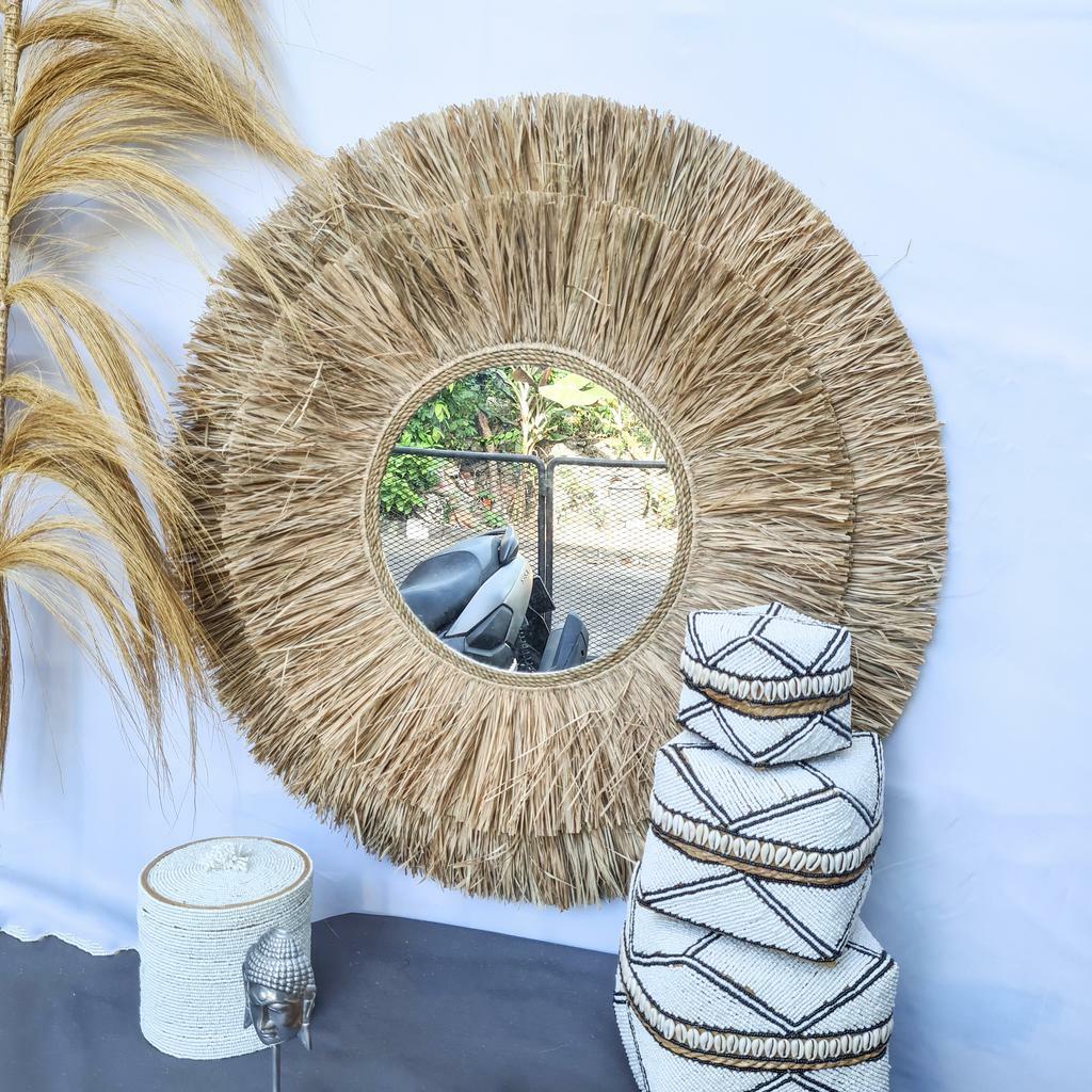 Зеркало пальмовый лист 80см два слоя
