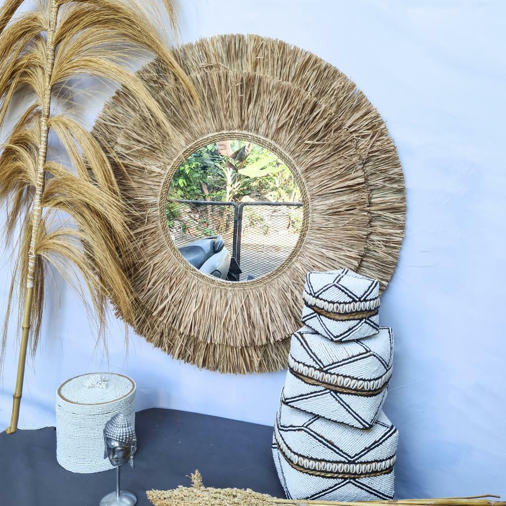 Зеркало пальмовый лист 70см два слоя