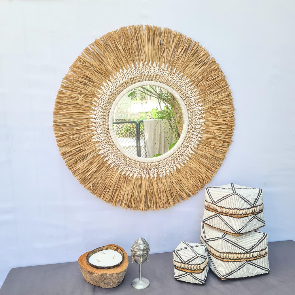 Зеркало пальмовый лист 60см + острые ракушки