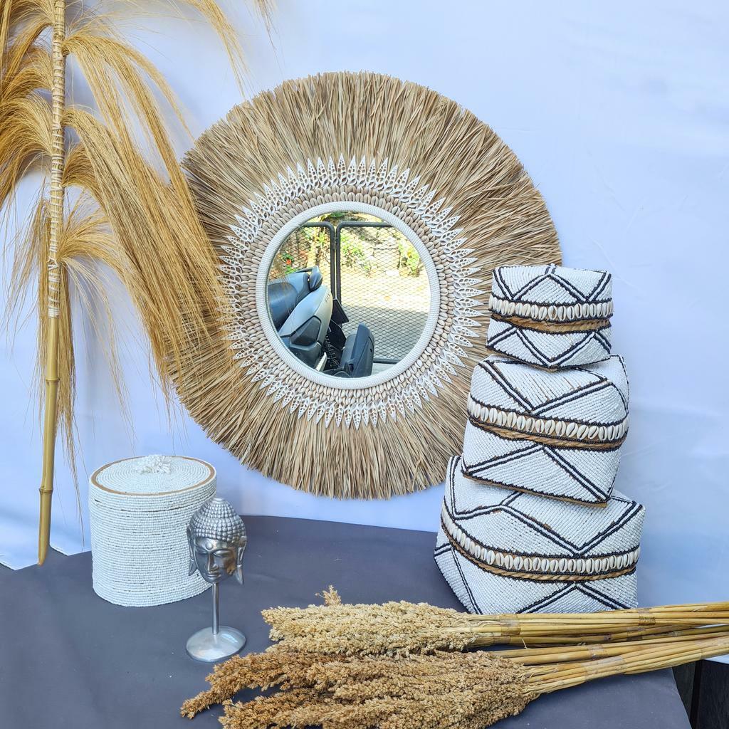 Зеркало пальмовый лист 70см + острые ракушки