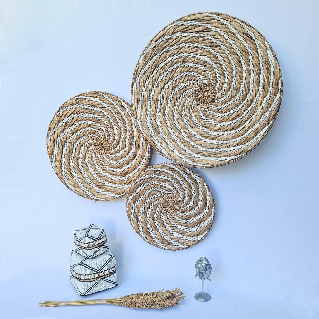 Тарелки плетеные 30 40 50см водный геоцинт 2