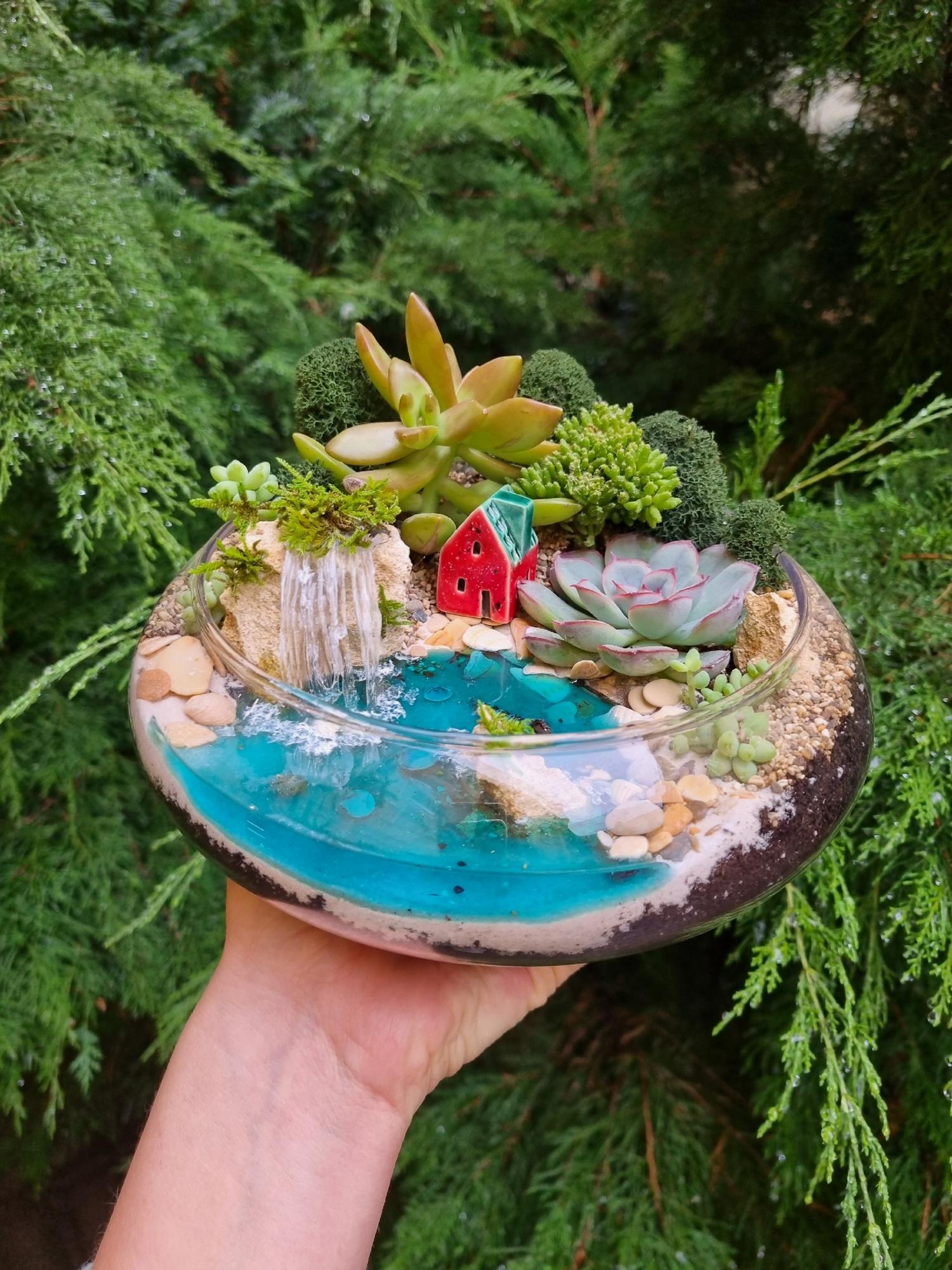 Минимир размер L в плошке с водопадом