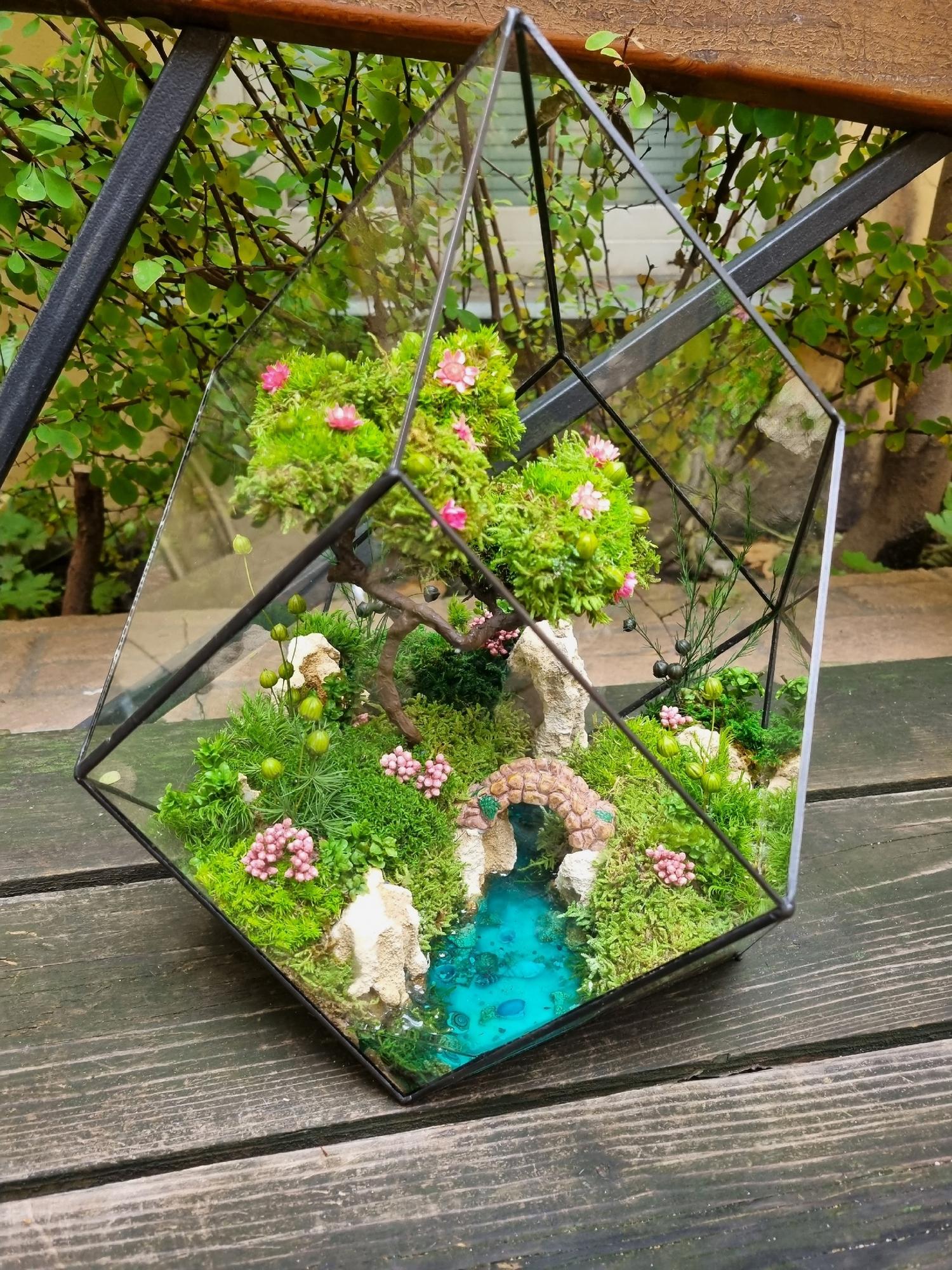 Речка с мостиком в ромбокапле L