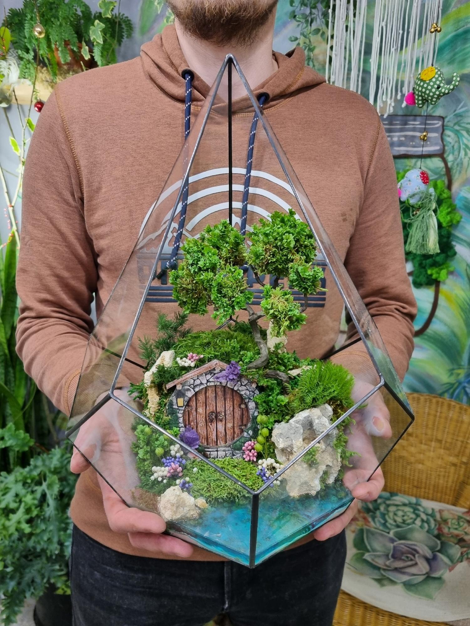 Моссариум Домик хоббита в капле XL